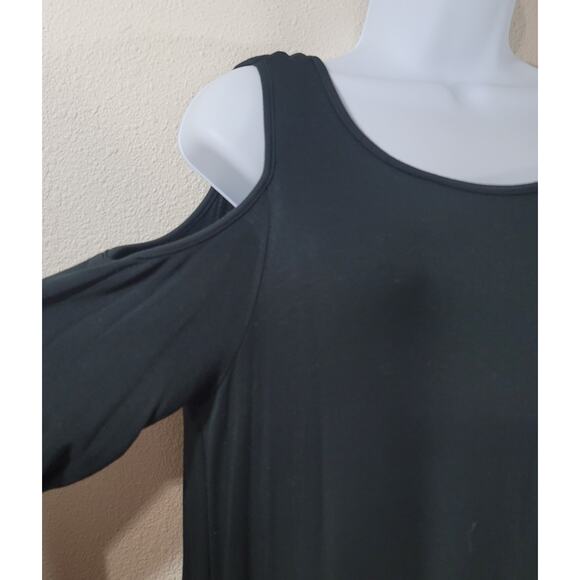 Gibson Latimer Black Cold Shoulder A Line Dress Small Lightweight Flowy Soft - Picture 5 of 5